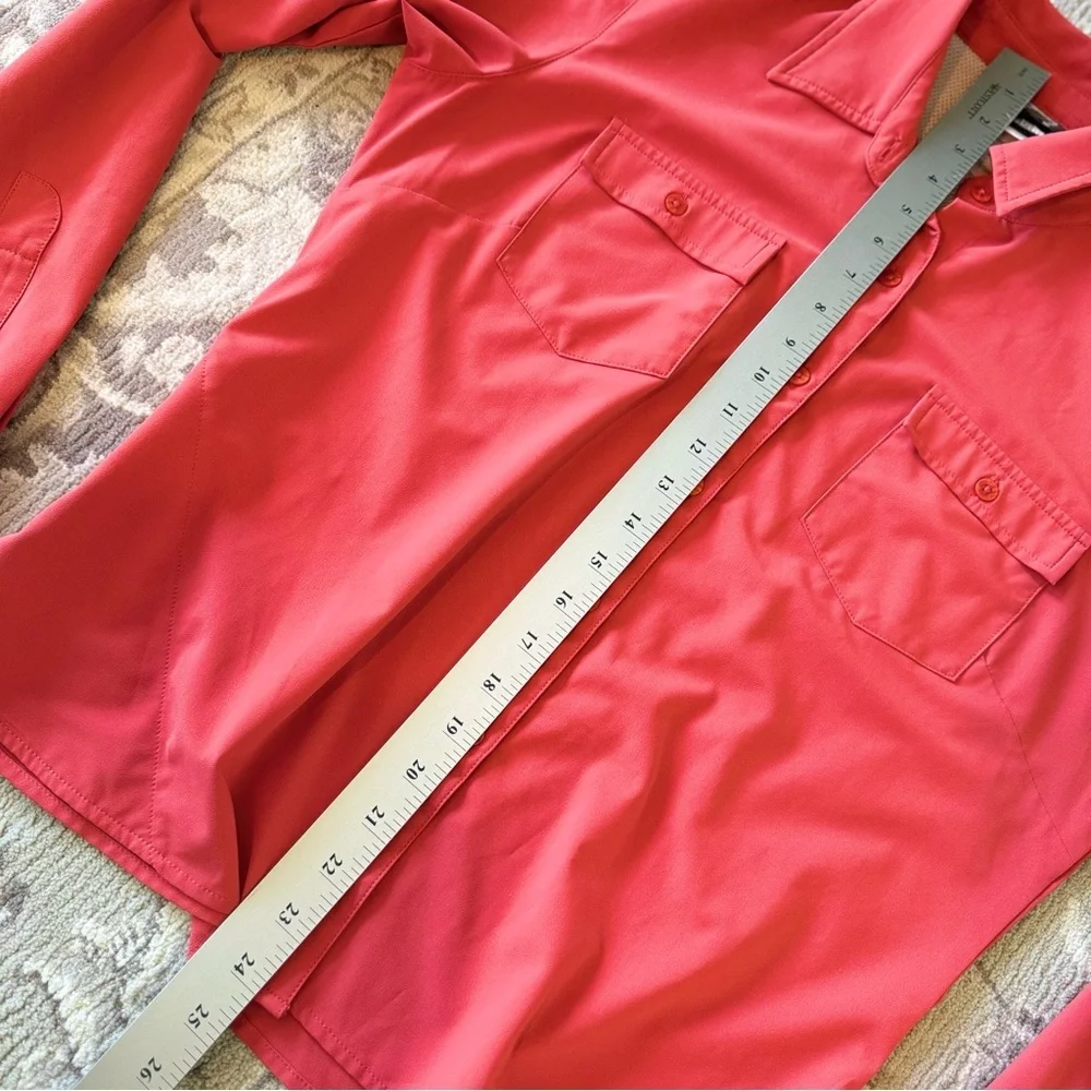 The North Face Coral Pink Button-Up Shirt Women Large Outdoor Hiking Lightweight